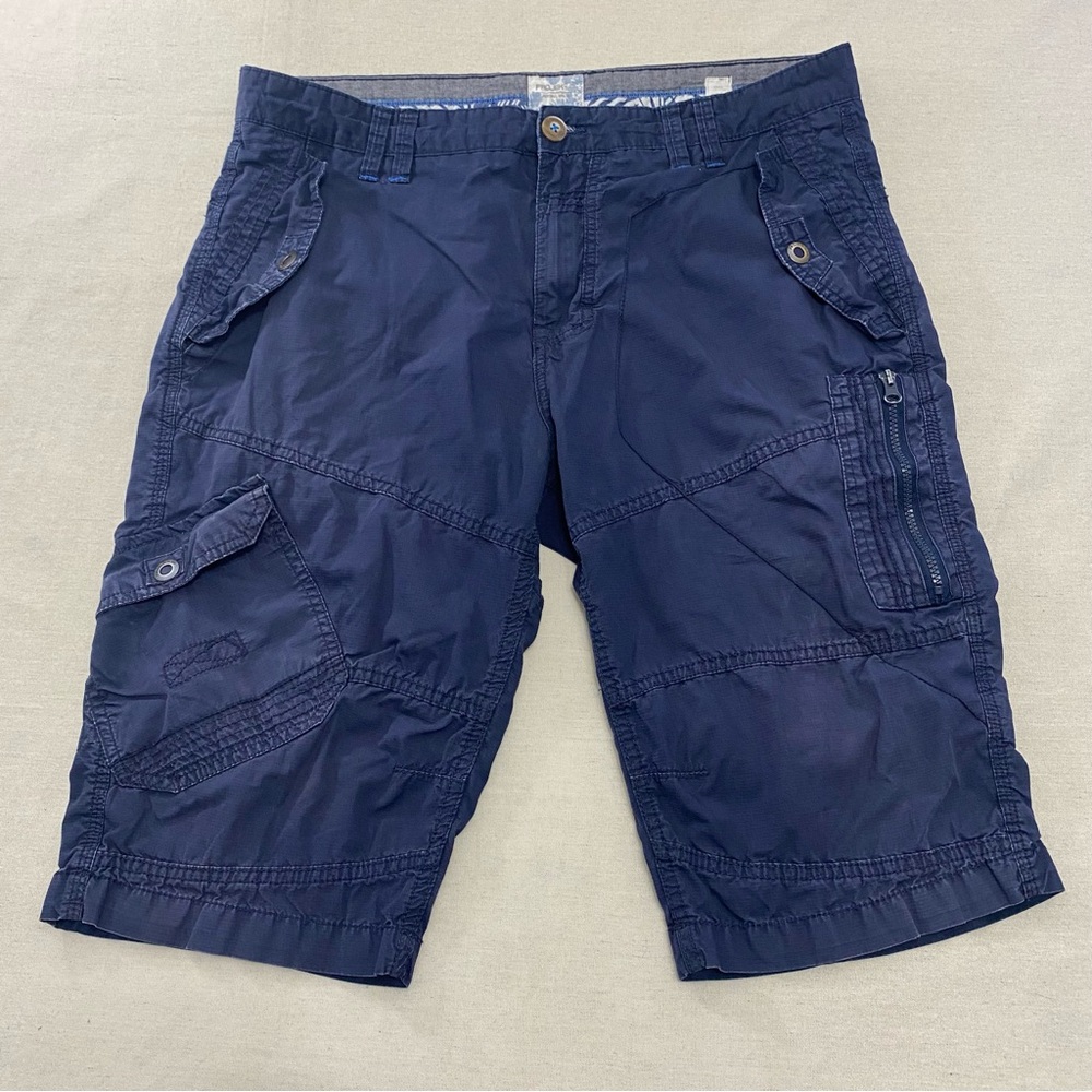 Vtg Projek Raw Cargo Shorts Mens 36 Blue Y2K Casual Gorpcore Button Snap Zip